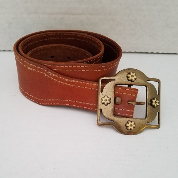 Linea Pelle Flower Hippie Boho Leather Belt M/L - Picture 1 of 8